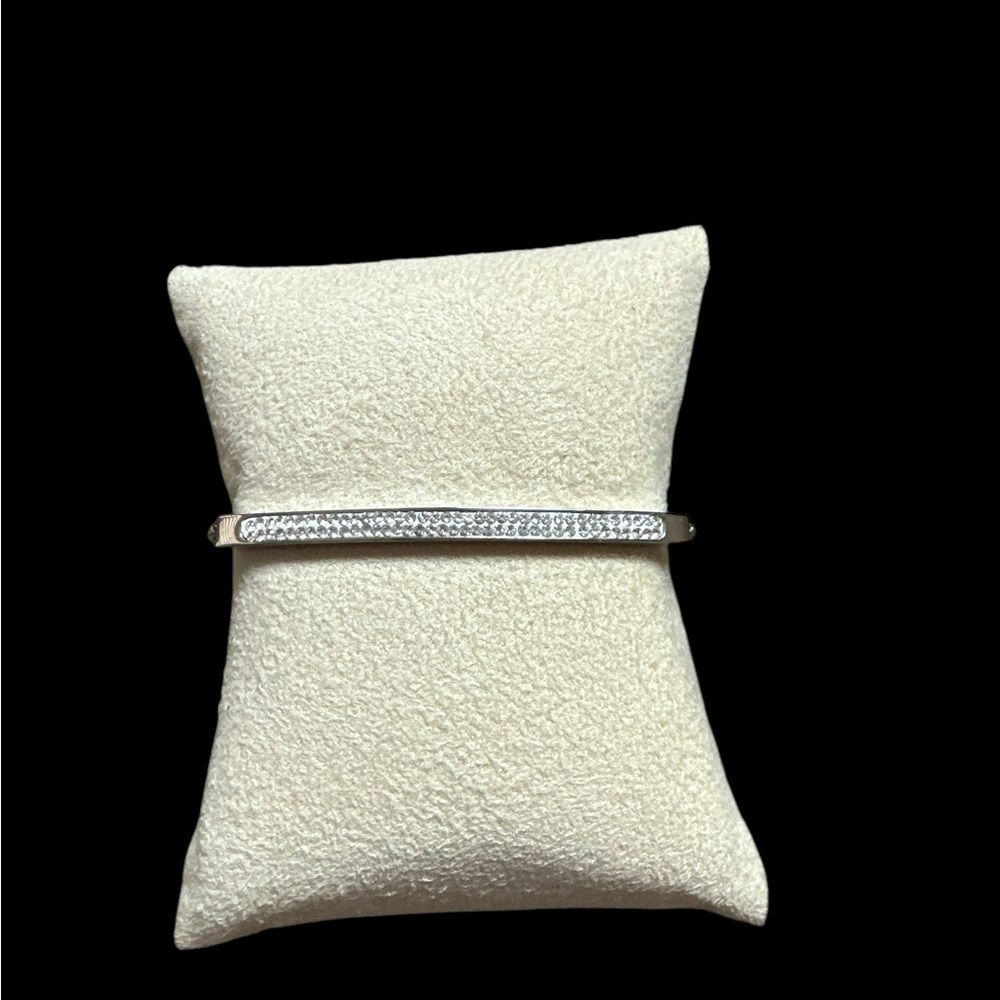Silver and CZ Bar Adjustable Lariat Style Bracelet, NEW